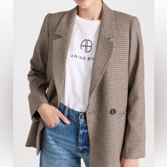 Anine Bing Jackets & Blazers - Anine Bing Brown Checkered Blazer
